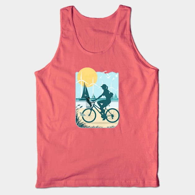 On Beach with Muffin Tank Top by PalmGallery